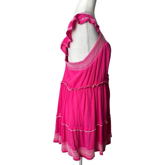 Torrid NWT $60 Babydoll Crinkle Gauze Embroidered Tiered Top Pink Women's Sz 2X - Picture 7 of 11